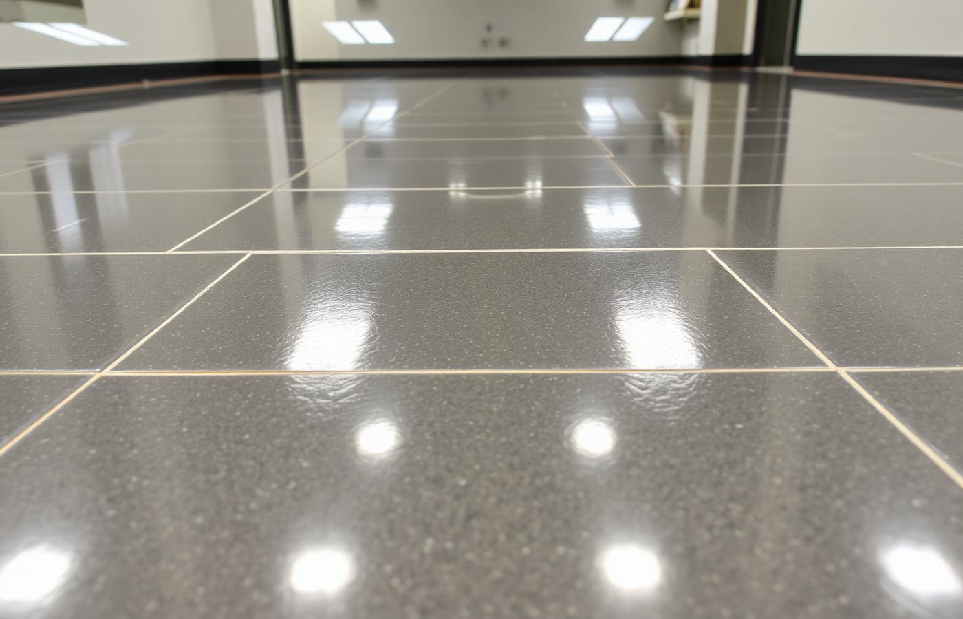 Glossy commercial floor after strip and wax service in Springfield, MA